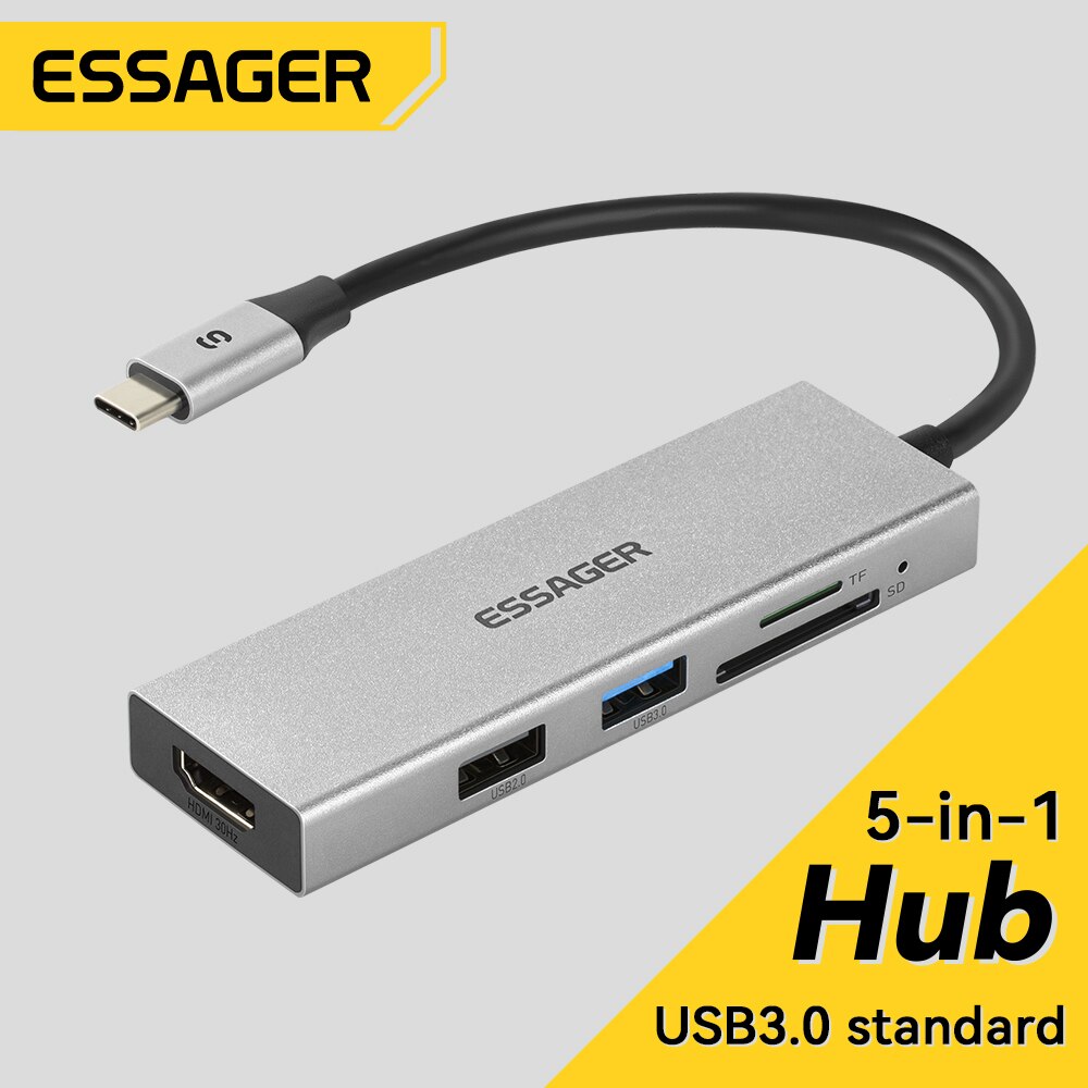 Usb Hub Type C - Essager 5 em 1 USB C